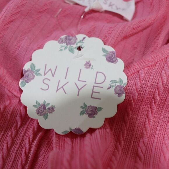 Wild Skye Pink Ribbed Knit  Flare Loungewear Matching Set Med NWT - Picture 13 of 14